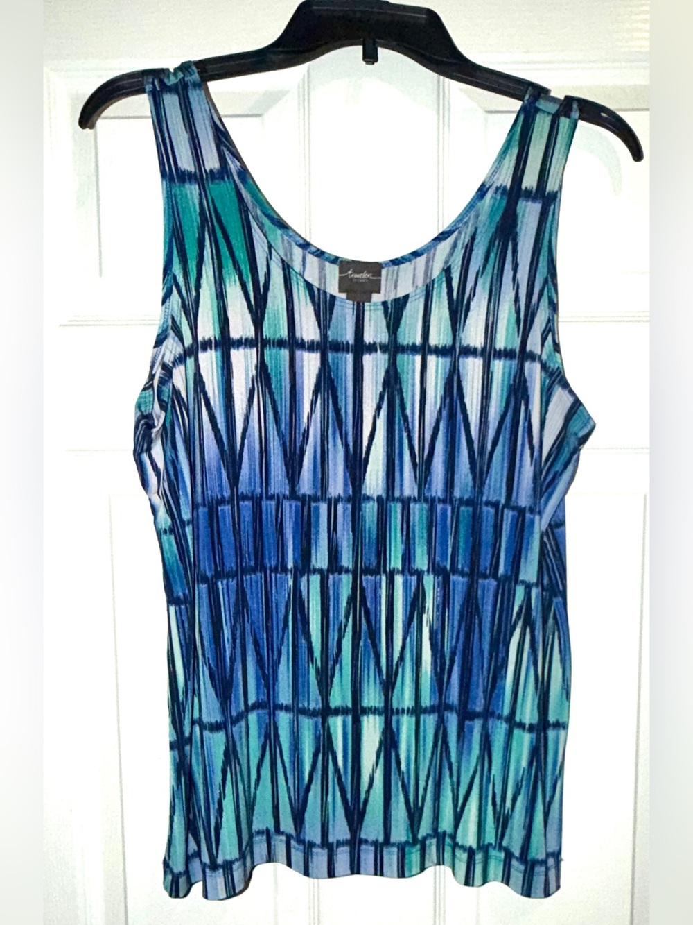 Women’s Blue Teal Geometric Print Tank Top